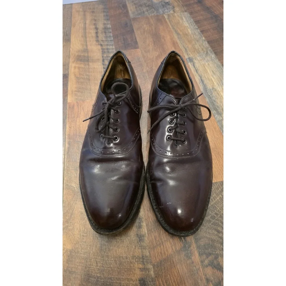 VTG Johnston & Murphy Dress Shoe Men 10.5 Oxblood Cap Toe Balmoral Oxford Brogue
